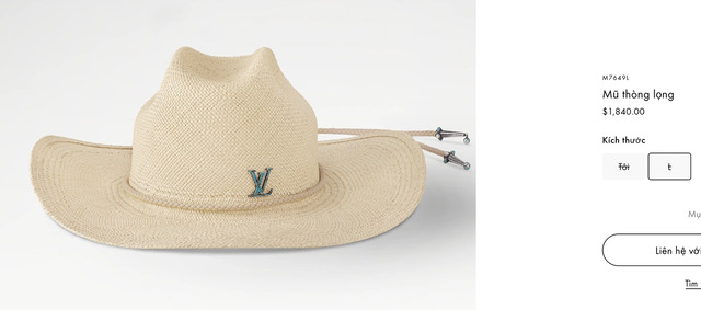 Chiếc mũ này hiện đang được Louis Vuitton chào bán với giá lên tới 1.840 USD (Ảnh: LV). Chiếc mũ này hiện đang được Louis Vuitton chào bán với giá lên tới 1.840 USD (Ảnh: LV).