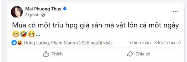 Dòng trạng thái được Mai Phương Thuý đăng tải trên Facebook Dòng trạng thái được Mai Phương Thuý đăng tải trên Facebook