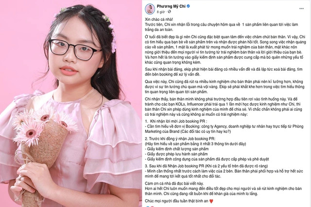 Phương Mỹ Chi từng phải lên tiếng xin lỗi vì những lời quảng cáo sai sự thật trước đó Phương Mỹ Chi từng phải lên tiếng xin lỗi vì những lời quảng cáo sai sự thật trước đó