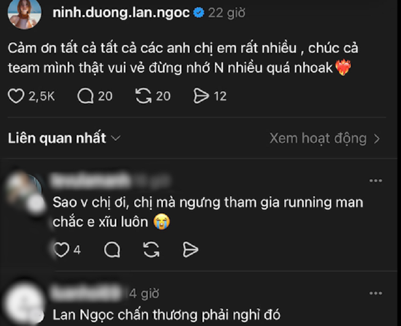 Bài đăng gây chú ý của Ninh Dương Lan Ngọc trên Threads Bài đăng gây chú ý của Ninh Dương Lan Ngọc trên Threads